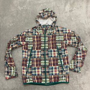 Lafuma Jacket Size Small Hooded Windbreaker Full Zip Multicolor Plaid Patchwork